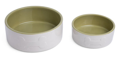 Petface Cream and Green Bone Ceramic Dog Bowl.