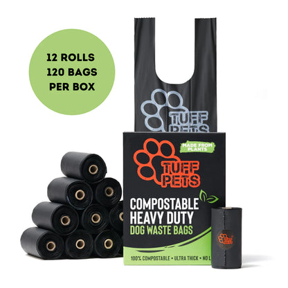 New Tuff Pets Compostable Poo Bags, 12 rolls