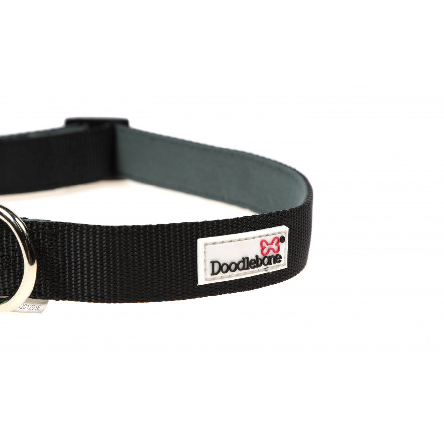 Doodlebone Originals Padded Dog Collar, Coal Black Sale