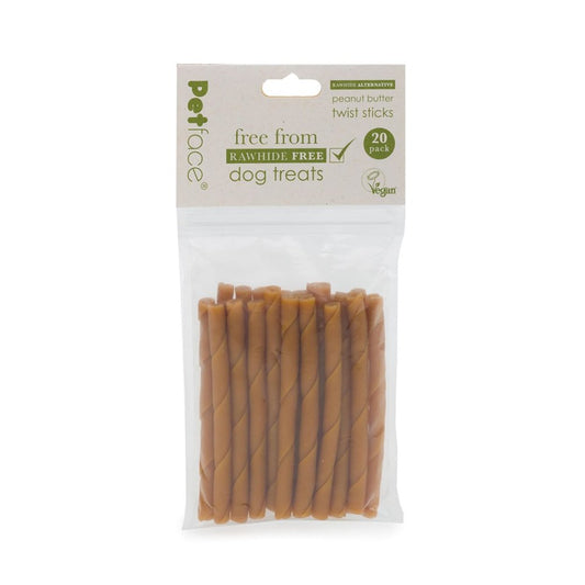 Petface Peanut Butter Twisted Sticks Dog Chews, 20 Sticks